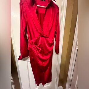 Dao Chloe Dao (Project Runway) red satin midi dress, size medium